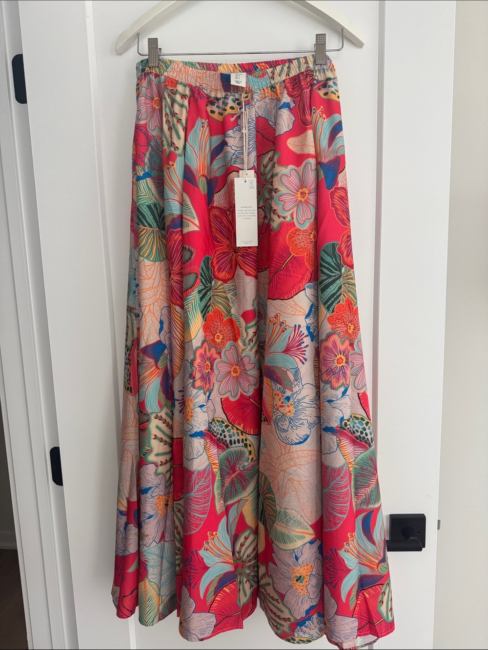 NWT Calypso St. Barth Coral Floral A-Line Maxi Skirt